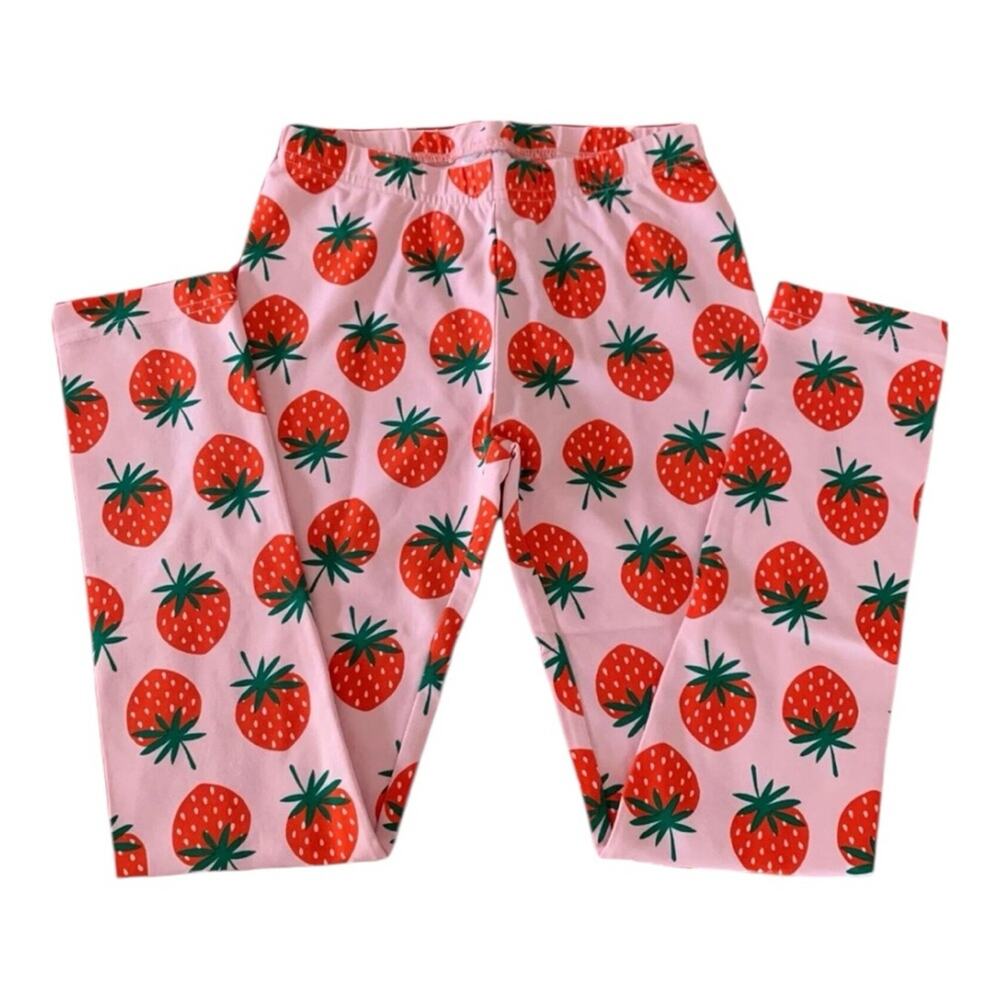 Hanna Andersson Strawberry Print Pink and Red Leggings